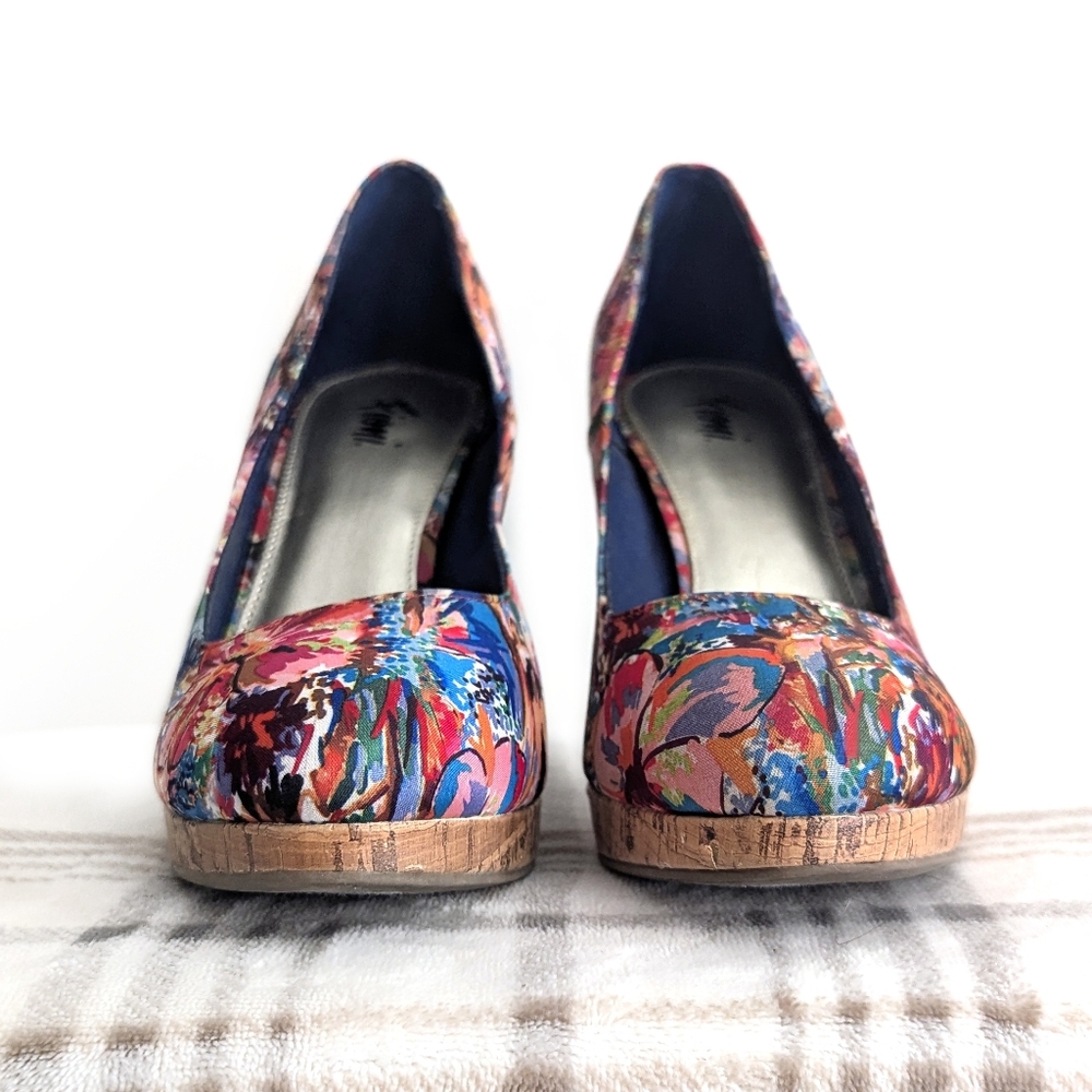 FIONI Laguna Tropical Multicolor Floral High Heel Platforms Stilettos - Picture 2 of 8